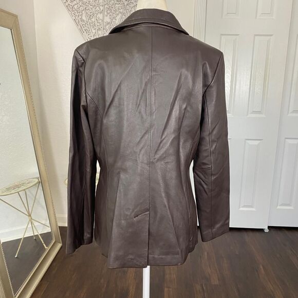 Worthington Vintage 90s Dark Brown Soft Lambskin Leather Blazer Jacket M - Picture 5 of 8